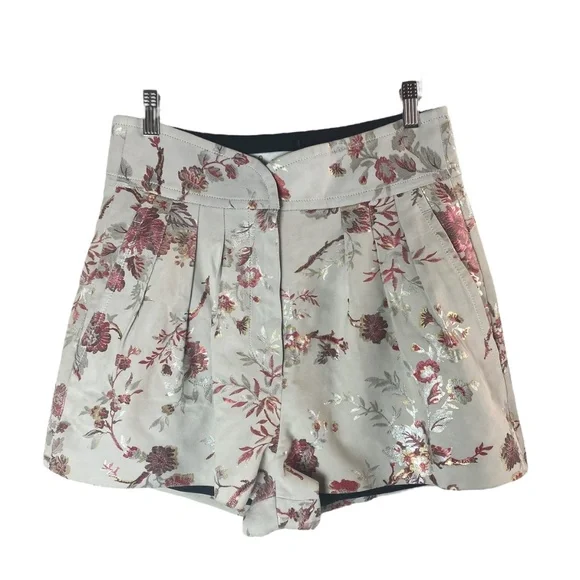 IRO Paris Ceremoni Floral Lamb leather High-rise Shorts size 38 - NWT